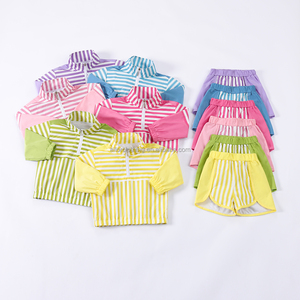 Ensemble coupe-vent rayé en polyester pour filles, vente en gros, couleur personnalisée, taille personnalisée, marque privée, OEM, ODM - Product Image 5