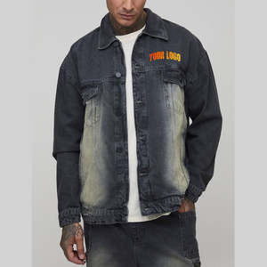 Chaqueta Vaquera de Algodón 100% Lavado para Hombre, Nueva Colección 2026, con Bordado Personalizado en la Parte Delantera, Cuello Alto, Cómoda para Invierno, Estilo Hip Hop - Product Image 2
