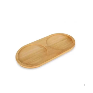 Bamboo Oil Bottle Stand-Natural Wood 2 Compartment Cruet Holder - Product Image 1
