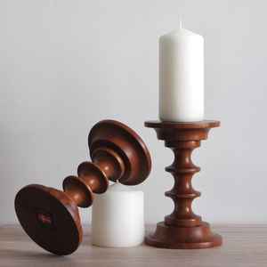 Nordic Minimalist Light Wood Taper <b>Candle</b> Holder <b>Set</b> Modern Handcrafted Beech Candlestick Table Centerpiece Wedding Home Accents - Product Image 3