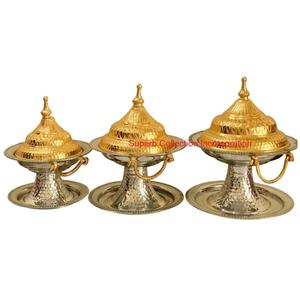 Bol de Date de Décoration de Maison de Design Fabuleux avec Couvercle Bol de Service en Métal Martelé de Première Qualité pour la Décoration du Ramadan - Product Image 3