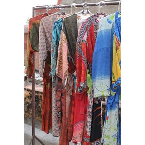 Kimono Largo de seda hecho a mano para mujer, bata de baño estampada, chaqueta para verano y primavera, estilo Gowon - Product Image 5