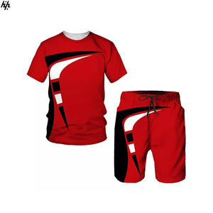 ชุดกีฬาสองชิ้นกางเกงขาสั้นพิมพ์ลายพิมพ์แบบซับลิเมชันฤดูร้อนชุดเสื้อผ้าลำลอง - Product Image 1