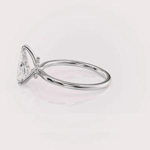 Bridal Pear Shape Lab <b>Diamond</b> Ring with Round Side <b>Diamonds</b> In Solid 925 Sterling Silver - Product Image 3