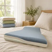 Almohada Ecológica de Espuma Viscoelástica con Forma de Nube, Altura Ajustable, Zonas de Doble Densidad, Soporte Cervical Ergonómico