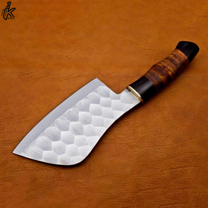 Couteau de cuisine de chef fait à la main 440C damas lame en acier inoxydable rasoir tranchant couperet viande creux cuir corne poignée cuisiniers à domicile - Product Image 3