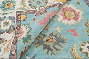 Tapis de qualité supérieure en laine pure tuftée à la main, design Ushak, avec dos en latex antidérapant, lavables, pour sols de maison - Product Image 6