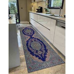 Tapis imprimé au design marocain : Tapis de couloir turc de qualité supérieure, style persan, antidérapant, avec motif médaillon, à poils doux - Product Image 3