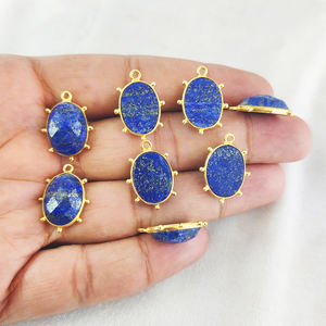 Pendentif en forme de tortue en lapis-lazuli, argent 925, vermeil or, serti fantaisie, charmes naturels, 12x16 mm, certifié par un tiers - Product Image 4