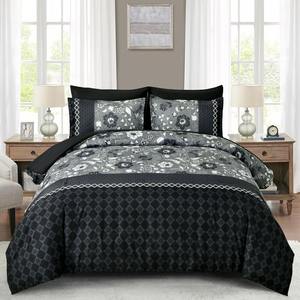 Juego de Ropa de Cama de Lujo de 10 Piezas, Diseño Clásico de Mármol Blanco y Negro con Costuras Florales Elegantes, 400 Hilos, Poliéster - Product Image 5