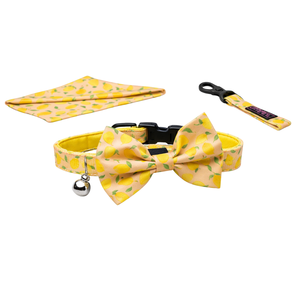 Citrus Pattern Dog Bow <b>Tie</b> Adjustable Pet Collar Accessory Soft Fabric Easy Hook and Loop Closure - Product Image 1