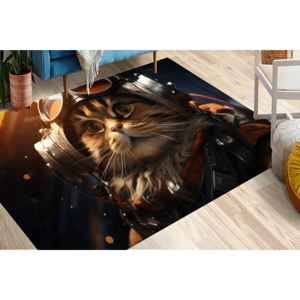 Steampunk Cat <b>Doormat</b>: Sci-Fi Feline Welcome Rug, Printed Rug,With Pile Soft Rug - Product Image 1