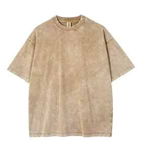 Camiseta de Hip Hop Personalizada de Corte Regular, de Poliéster/Algodón, para Hombre, Estilo Vintage, Gruesa, Sólida, Transpirable, de 150g, con Cuello Redondo - Product Image 2