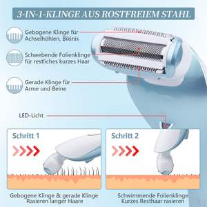 Afeitadora Eléctrica Indolora para Mujer, Inalámbrica, Recargable, Uso en Seco/Húmedo, Luz LED, Doble Cuchilla para Rostro, Piernas, Bikini, Axilas, Resistente al Agua IPX7 - Product Image 6