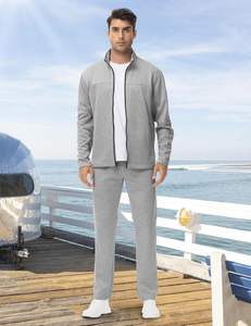 Survêtement bicolore à blocs de couleurs pour hommes, sweat à capuche en mélange de polyester et spandex, ensemble de jogging, séchage rapide, coupe ajustée, vêtements d'entraînement de gymnastique - Product Image 4