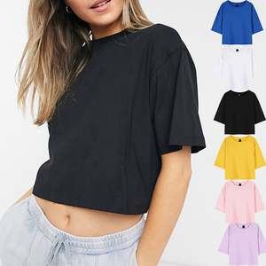 Épaules tombantes Summer Streetwear Crop Top T shirts Femmes Coton fait Casual wear Blank Women Crop top t shirts Personnalisé - Product Image 4