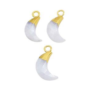 Colgante de Piedra Lunar en Forma de Media Luna, Chapado en Oro, Amuleto de Media Luna, Joyería Pequeña Hecha a Mano, Regalo DIY - Product Image 5