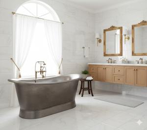 Bañera Independiente Moderna Hecha a Mano de Acero Inoxidable Pulido 1700x700x720mm Ecológica Segura Fabricante de Marca Privada - Product Image 3