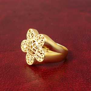 Fashion Casual Filigree <b>Ring</b> Boho Brass <b>Rings</b> Women 18k <b>Gold</b> Plated Vintage Floral Band Ethnic Flower Design Wholesale/OEM/ODM - Product Image 5