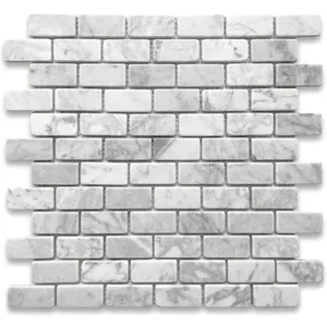 Mármol Blanco Carrara Antideslizante C63XT, Ladrillo Tipo Metro 1x2, Acabado Desgastado para Azulejos Exteriores, Pisos de Sala de Estar, Paredes, Función de Ladrillo Refractario - Product Image 1