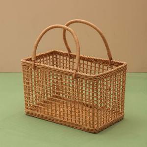 Bolso de Mano de Ratán - Estilo Vintage Portátil con Forro de Algodón y Detalle de Botón - Product Image 3