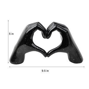 Coeur Forme Noir Couleur Fini Maison Sculpture Décorative Table Accent À La Main Artistique Chambre Table Élégant Décor Article - Product Image 1