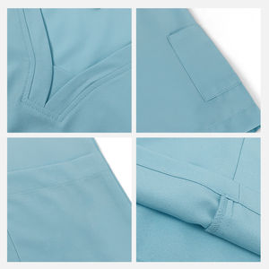 Conjuntos de uniformes médicos de talla grande europeo de alta calidad, uniformes de enfermería elásticos, uniforme de enfermera con cuello en V para hombres - Product Image 5