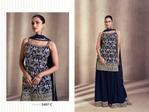 Tendencia Nuevo diseño 2024 Heavy Fox Georgette Silk Salwar Suit Dupatta con hilo múltiple y Jari con trabajo de bordado de secuencia - Product Image 3