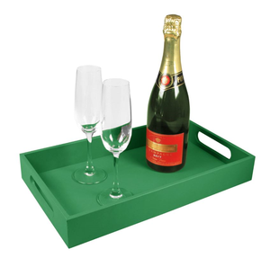 Ensemble de plateaux de Service en cuir personnalisés à la main plateau rectangulaire en métal Double poignée pour hôtel Hall maison indienne - Product Image 6