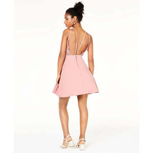 Vestido rosa ajustado y evasé para jóvenes de City Studios, talla 9, vestido de cóctel de encaje con espalda descubierta - Product Image 2