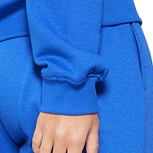 Trajes de chándal informales con estampado sólido azul personalizado para hombres y mujeres, chándales de lana con capucha interior de cuerda para invierno - Product Image 5