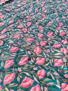 Cubrecama Artesanal Razai con Estampado en Bloques, Manta Acogedora, Ropa de Cama, Textil para el Hogar - Product Image 3