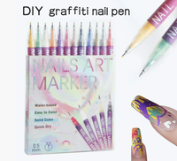Ensemble de stylos à ongles DIY-Kit de 12 pièces pour dessiner, griffonner et mettre en évidence les ongles avec précision
