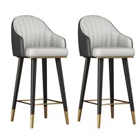 Tabouret de bar pivotant en cuir avec dossier élégant et pieds en métal avec repose-pieds pour îlot de cuisine, bar à domicile, table