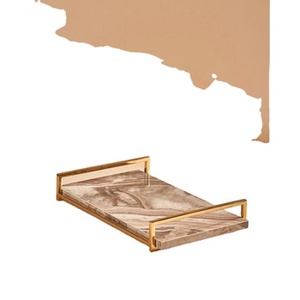 Marble Metal Food Server <b>Tray</b> Premium Quality <b>Large</b> Size Gold Polished Handles Wedding Kitchenware Elegant Food <b>Tray</b> - Product Image 2