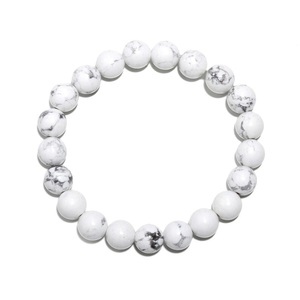 สร้อยข้อมือ howlite ทำด้วยมือสีขาวสไตล์วินเทจคริสตัลรักษาลูกปัดอัญมณีเครื่องประดับส่วนบุคคลสำหรับของขวัญหมั้นงานแต่งงาน - Product Image 1