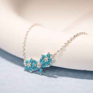 Collier de fleurs turquoise Dainty Cluster Gemstone Jewelry Gift for Her - Product Image 5