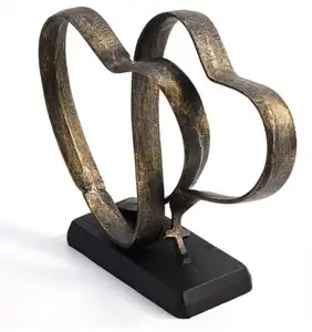 Cadeau d'anniversaire de mariage pour Couples-deux cœurs et croix en fer Sculpture cœur décoration cadeau pour elle et lui