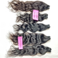 Mesin Kepang Rambut Wanita India Hitam Double Weft Deep Wave Tanpa Proses, 100% Virgin Remy Indian Hair Weave & Clip-in