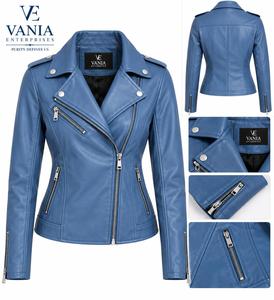 Veste de moto en simili cuir pour femme, coupe ajustée, style motard, fermeture éclair, manches longues, col rabattu, pour le printemps et l'automne - Product Image 3