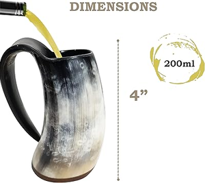 แก้วน้ำทำจากเขาสัตว์ขัดเงาด้วยมือ สไตล์ธรรมชาติ สัมผัสเหมือนจริง เป็นมิตรกับสิ่งแวดล้อม ภาชนะดื่มน้ำจากธรรมชาติ แก้วเบียร์ อุปกรณ์บาร์ - Product Image 5