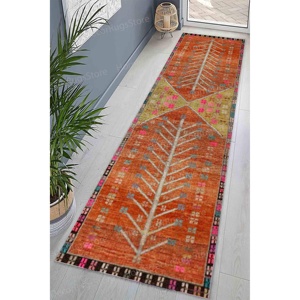 Alfombra Estampada: Alfombras con Diseño de Flores Rosas, Alfombras con Diseño Kilim, Alfombras Naranjas, Alfombra Suave No Tejida - Product Image 3