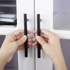 Poignées de tirage longues en acier inoxydable noir moderne, profilé creux, en forme de T, pour portes de meubles, armoires de cuisine, placards et penderies - Product Image 6