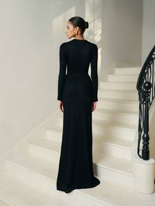 <b>Long</b> Women's <b>Skirt</b> <b>Black</b> & White Era Wool Lacy Jacquard <b>Skirt</b> Lined Side Zipper Formal Elegant WHITE ANT Sets for Women Vietnam - Product Image 3