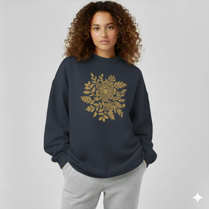 Comfort Fit Women Long Printed Oversized Mockneck Sweatshirt Casual Winter Loose Pullover Street Fashion <b>Top</b> for Daily Wear - Product Image 1