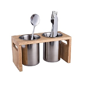 Organizador de condimentos de cubiertos con mango de madera, cubiertos, Caddy, cocina, comedor, entretenimiento, Picnics, juegos de utensilios incluidos - Product Image 6