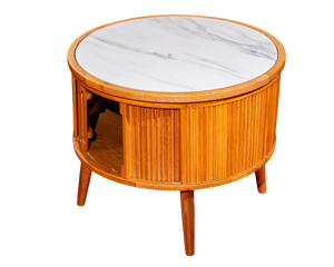 Juego de Sofás Seccionales de Madera para Sala de Estar, 3 Asientos Acolchados, Mesa con Superficie de Piedra para Hotel, Villa, Apartamento, Relleno de Esponja de Látex - Product Image 6