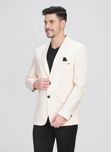 Abrigo de Hombre de Alta Calidad en Color Crema Oscuro, Mezcla de Poliéster y Algodón, para Oficina, Eventos Nocturnos, Viajes y Uso Profesional, Disponible a Precio de Exportación - Product Image 3