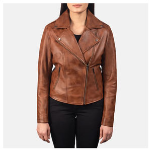 Veste en cuir pour femmes en toile imprimée respirante design personnalisé Streetwear de couleur unie - Product Image 1
