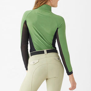 Chemise équestre extensible à 4 voies de haute qualité pour le golf et l'équitation manches longues avec culotte de couche de base zippée incluse - Product Image 3